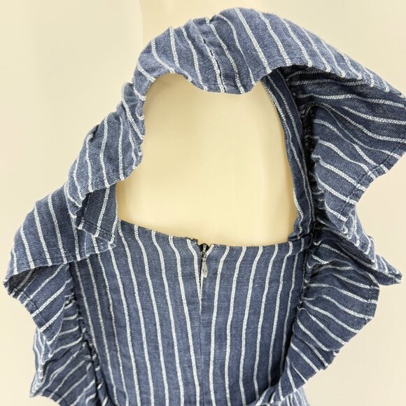 Alexis Konner one-shoulder striped mini dress in a blue and white linen blend, M - Picture 6 of 14